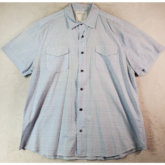 Generra Shirt Mens Size XL‎ Blue White Short Sleeve Pockets Collared Button Down - Picture 1 of 10